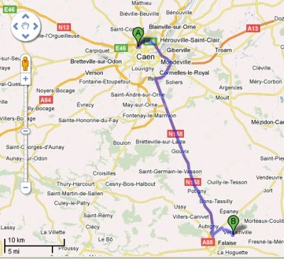 Trajet Caen Falaise